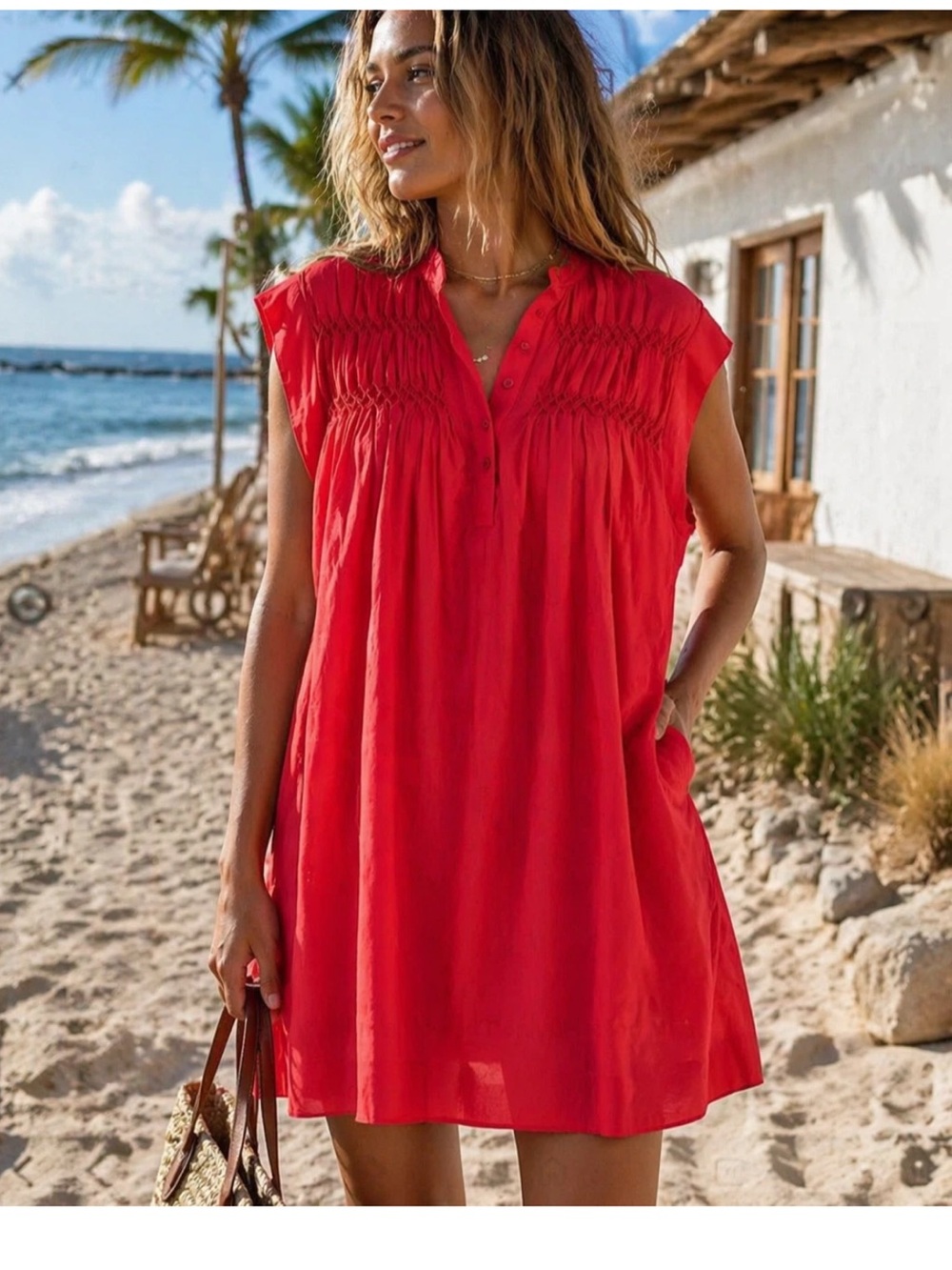 Madewell Pink 2 Piece Dress Set L Cotton Layered Slip & Overlay Flowy Mini